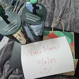PAIR of Starbucks Holiday Peacock Collection Cold Cups will sell separately. OBO